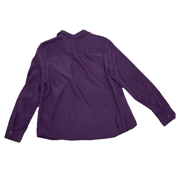 Croft & Barrow Purple Button Up Blouse Large Classic Long Sleeve Shirt Pockets - Picture 2 of 3